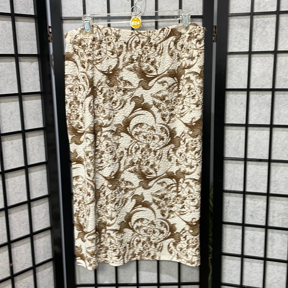 Kim & Co. Cream/Brown Skirt, SZ Large